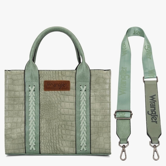 New Light Green Wrangler Tote Crossbody Purse | Croc Texture | Size Medium - Picture 11 of 11